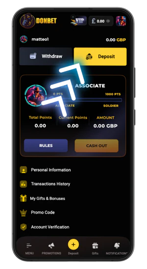 deposit button user account